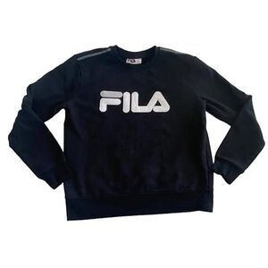 FILA Men's  Sweatshirt Embroidered Logo Crewneck‎ Pullover Sweater Black M